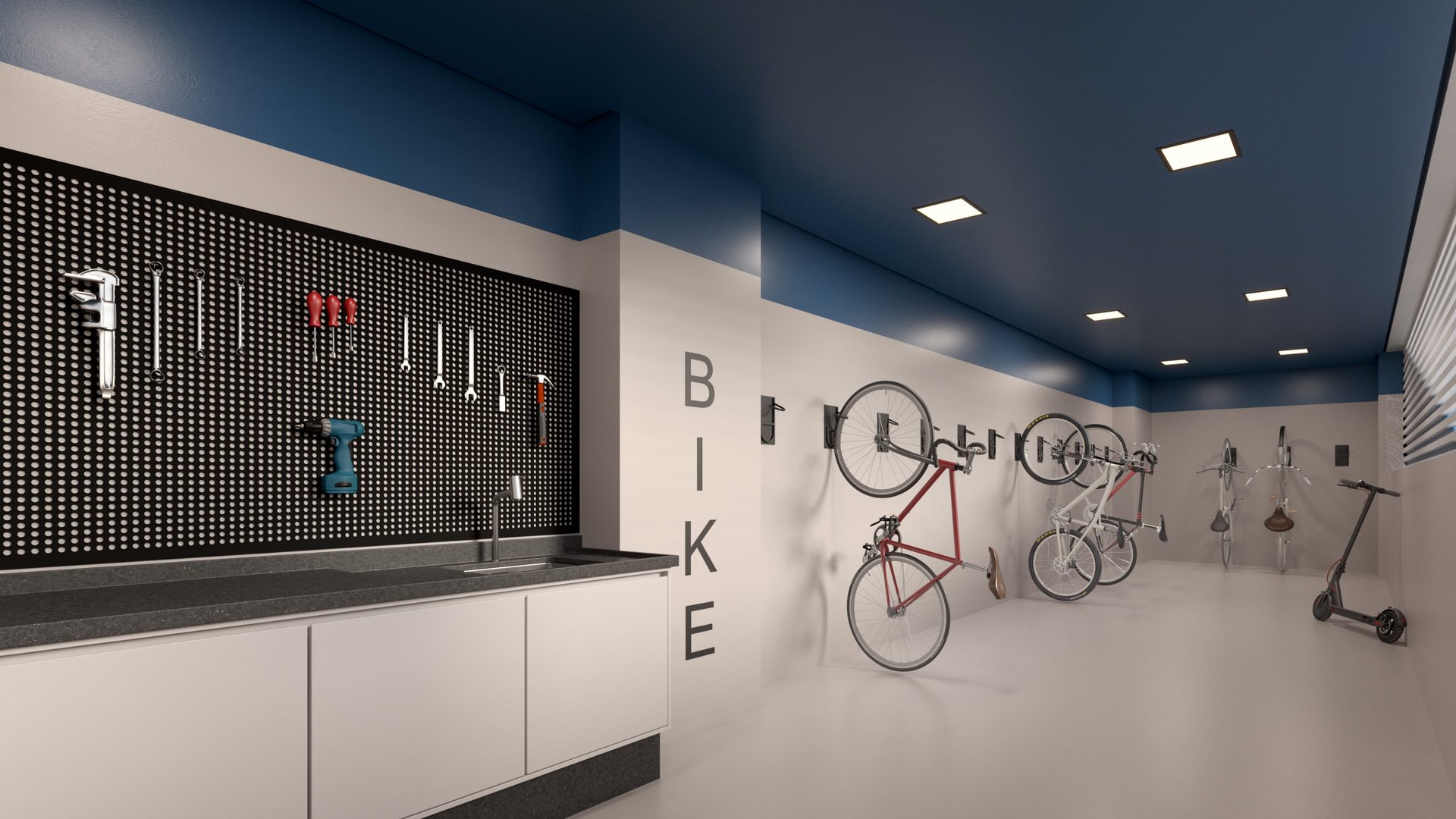 Bicicletário com oficina de apoio do Island Vaca Brava (imagem ilustrativa)