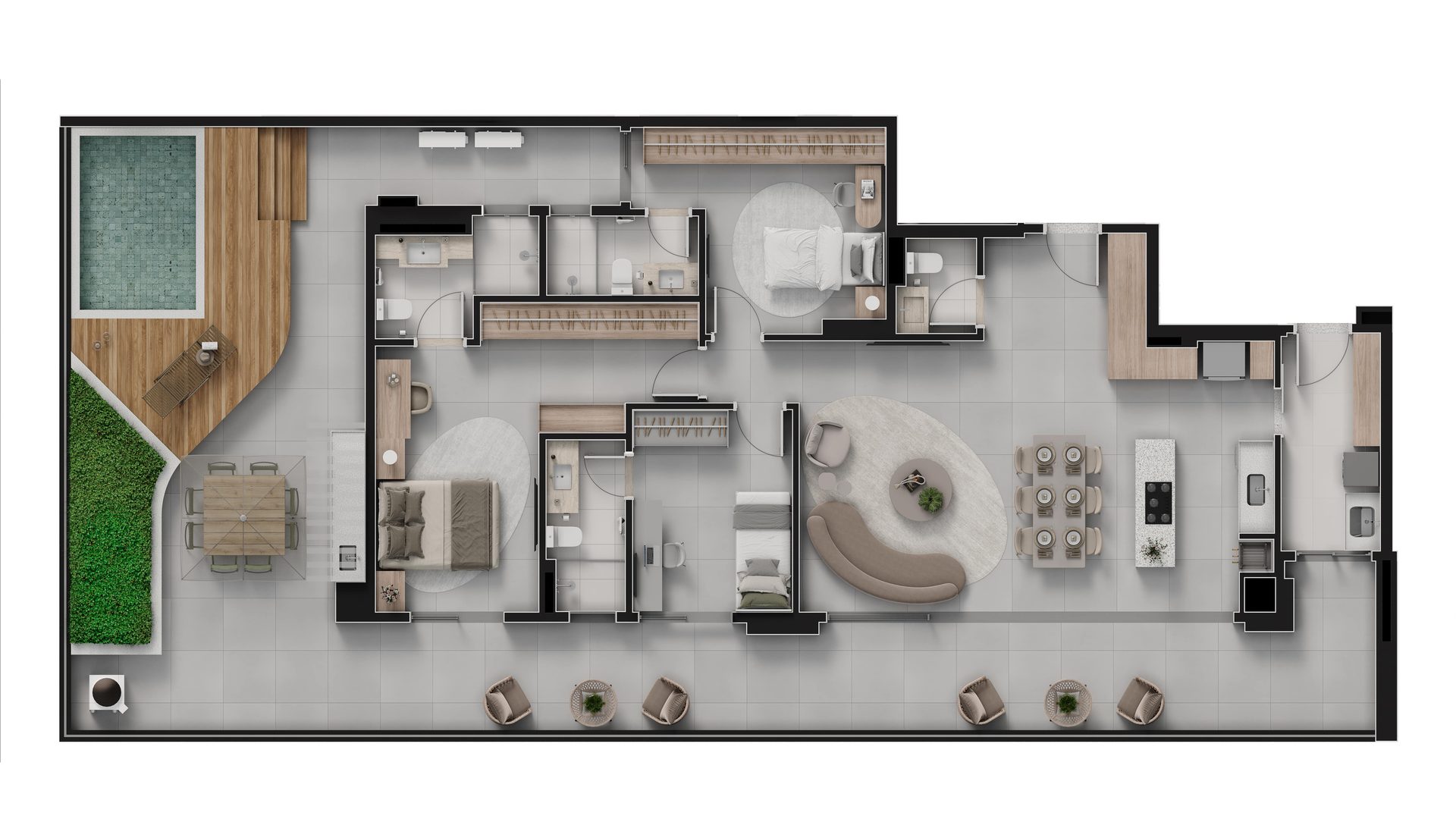 Planta baixa da garden house, final 01, Island Vaca Brava