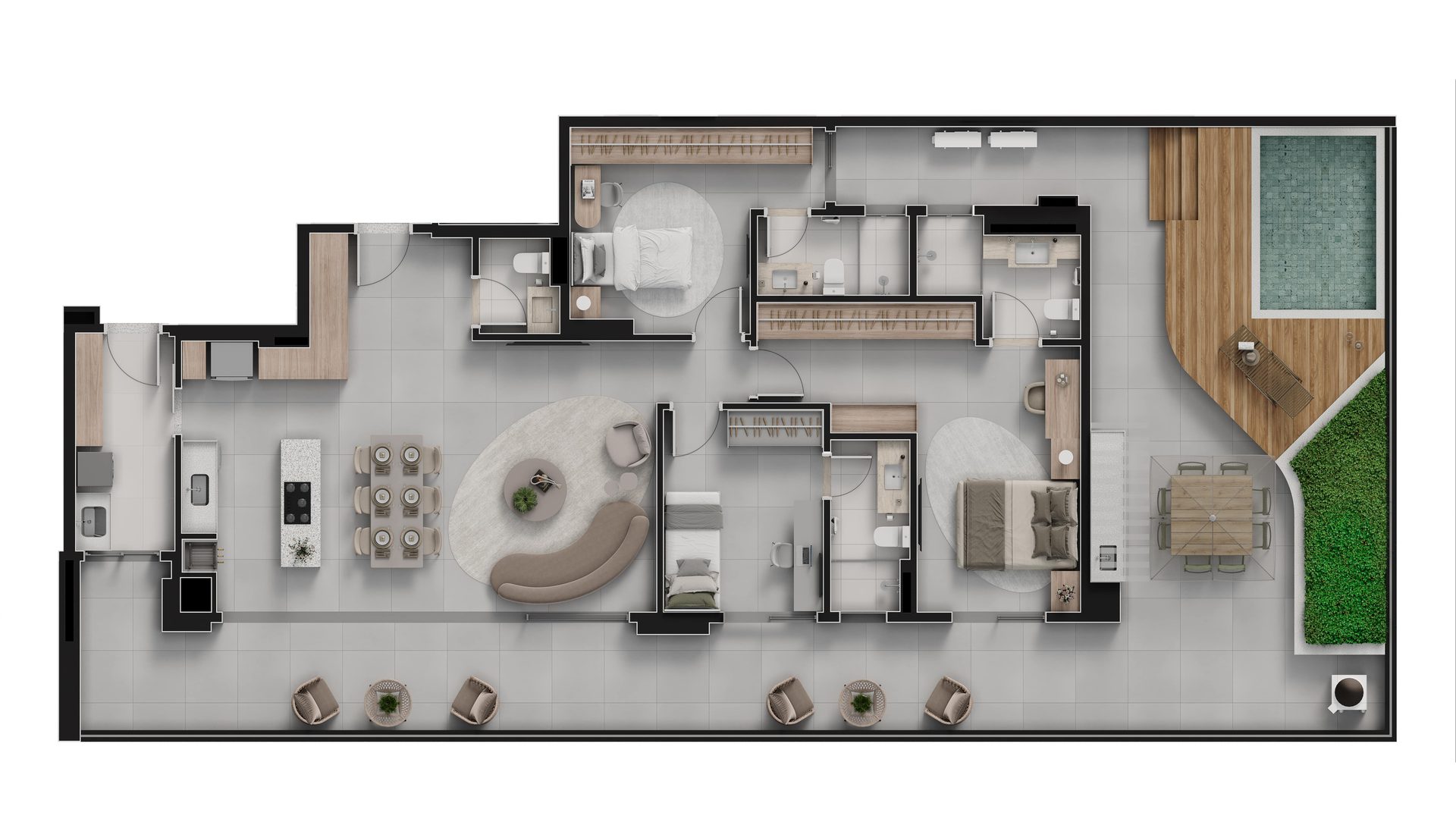 Planta baixa da garden house, final 02, Island Vaca Brava